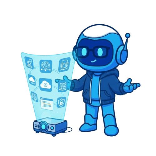 Mascotte CodeAlchemy - Robot représentant l'innovation technologique et l'expertise en développement